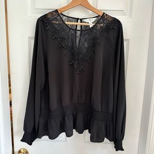 Black lace top 1X